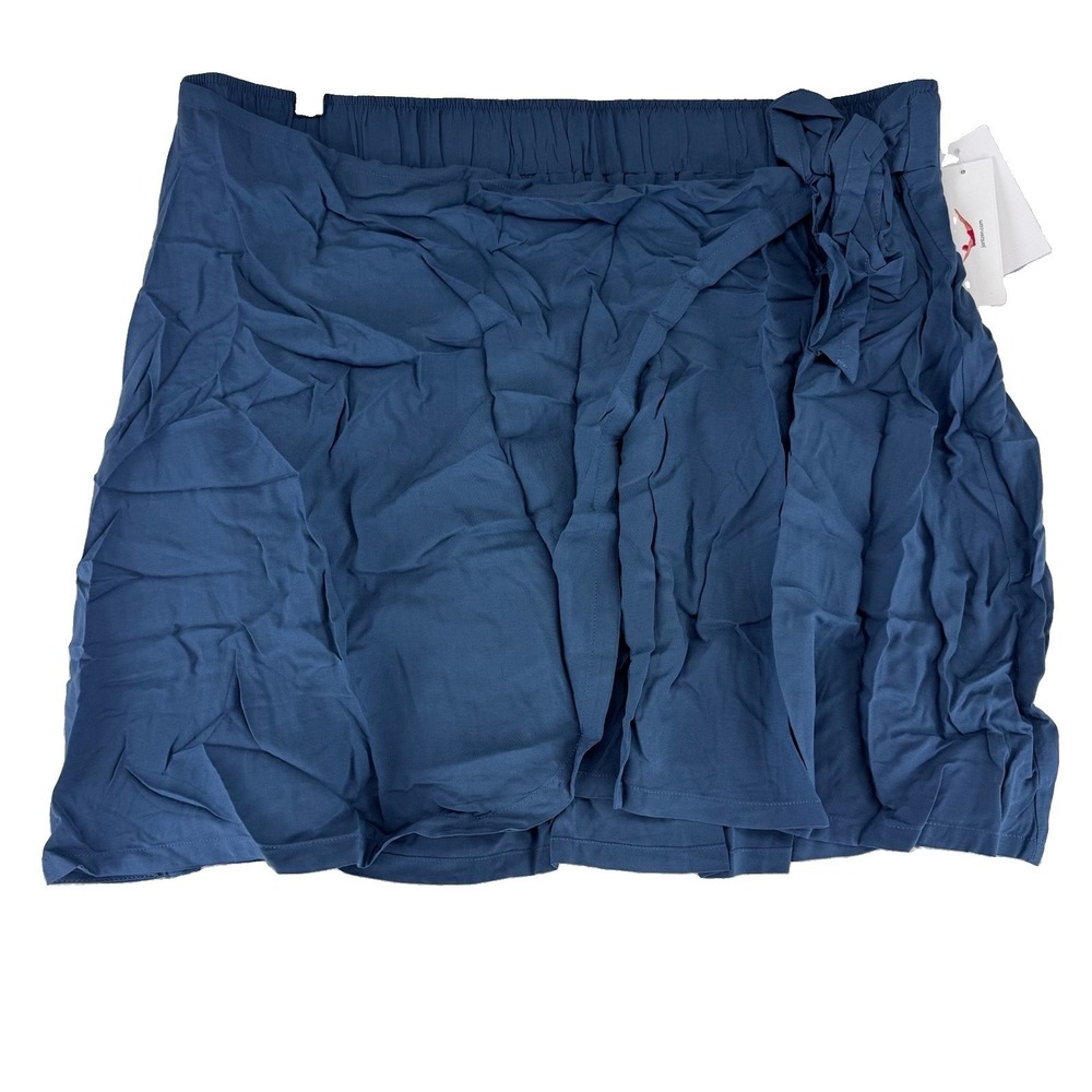Jantzen Woven PUll On‎ Faux Wrap Cover Up Skirt Size XL Marine Blue